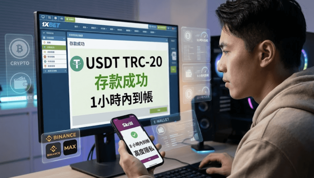 1xBet 台灣入金教學：銀行轉帳多久到帳、加密貨幣最快幾分鐘？
